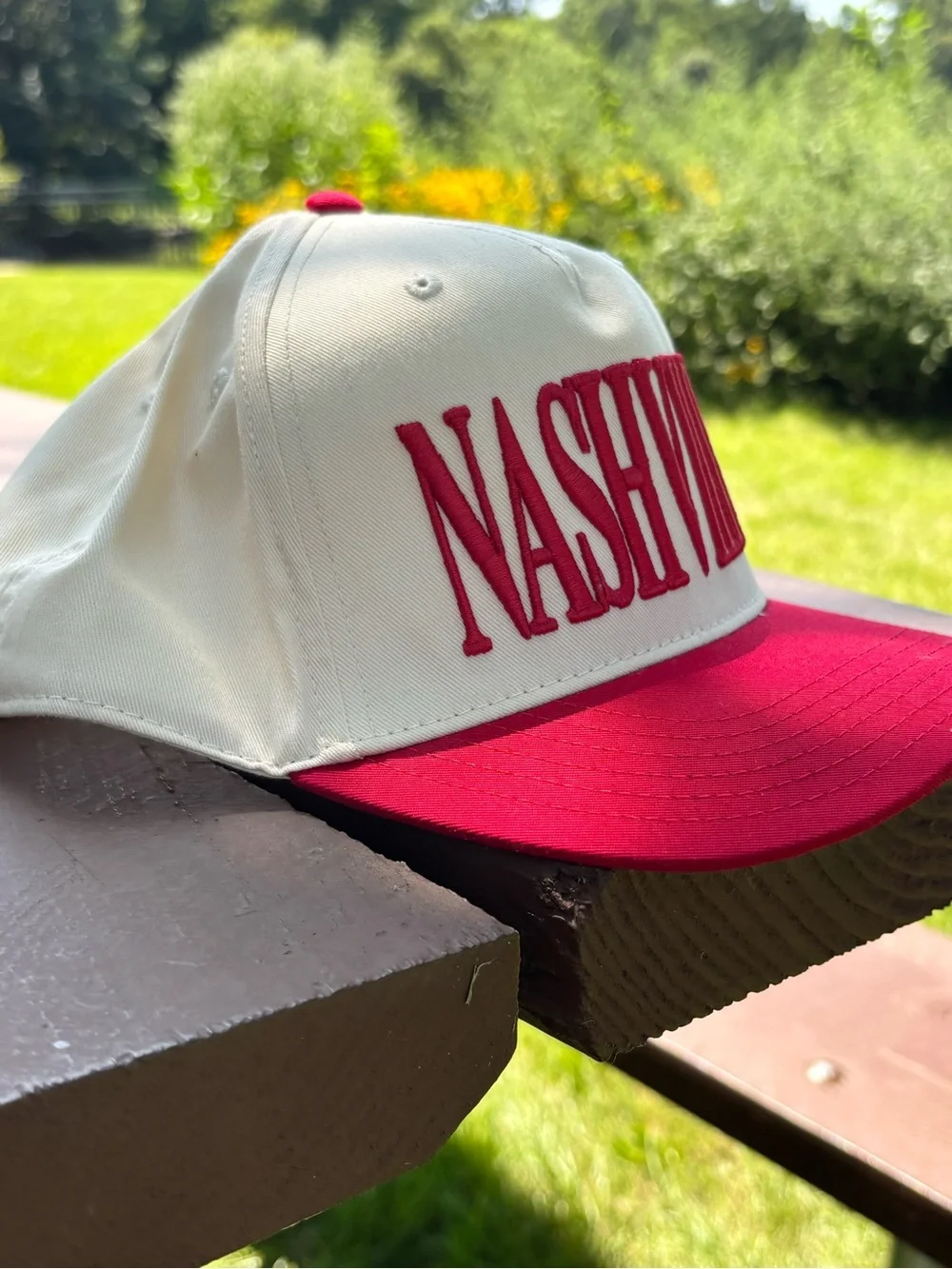 OTTO Nashville Embroidered Two-Tone Baseball Cap - White & Red